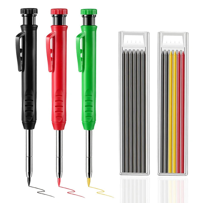 Precision Carpenter Pencil Set With Sharpener & Refills Ideal For Woodworking & Architecture