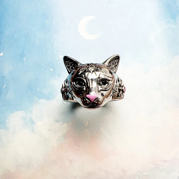 925 Sterling Silver Boho Magic Cat Ring For Women
