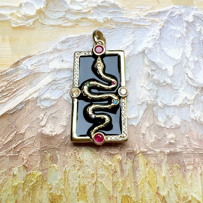 925 Sterling Silver Bohemian Snake Talisman Pendant Yellow Gold Plated Fine Jewelry Accessory For Women