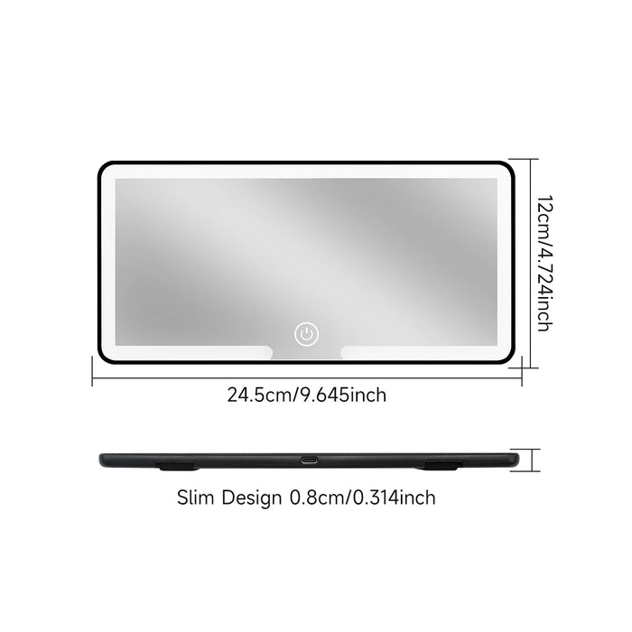Ultra Thin Led Car Makeup Mirror 3 Gear Touchscreen Interior Sun Visor Plate Dimmable For Women