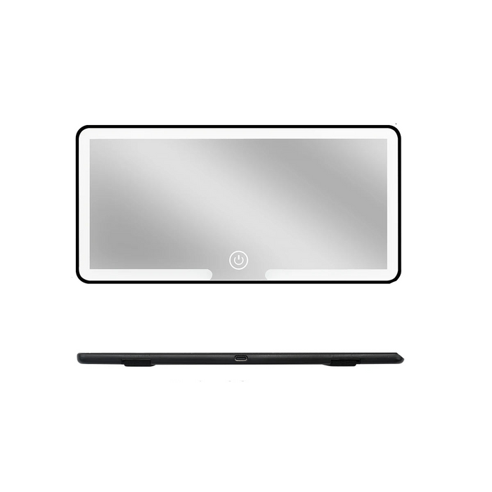 Ultra Thin Led Car Makeup Mirror 3 Gear Touchscreen Interior Sun Visor Plate Dimmable For Women