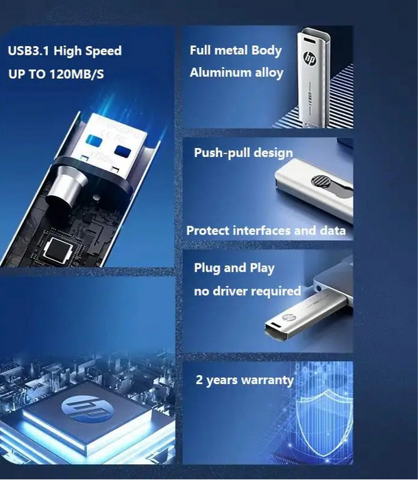 HP High Speed Metal USB Flash Drive 32gb To 256gb Car Music