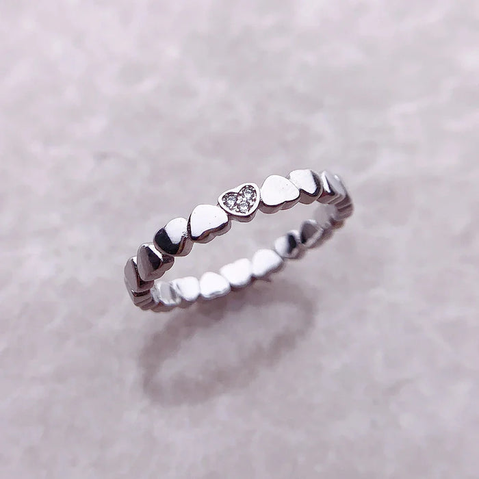 925 Sterling Silver Romantic Gift Hearts Ring Europe Style Fine Jewelry For Women