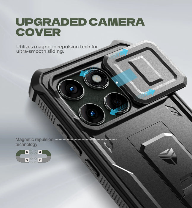 For Motorola Moto Edge 2025 Kickstand Heavy Duty Protection Shockproof Phone Case With Built-In Magnetic Slide Camera Case