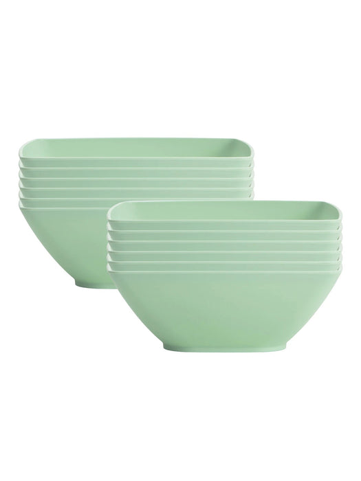 2 / 6 / 12 Piece Reusable Large Plastic Green Square Bowls Ideal For Soup Noodles Oatmeal