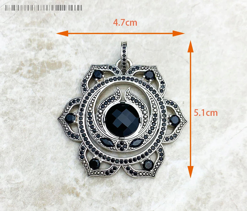 925 Sterling Silver Aztec Tiger Chakra Amulet Pendant Mythical Compass Jewelry For Women & Men