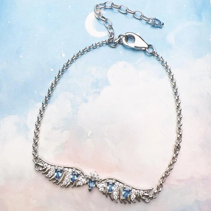925 Sterling Silver Blue Phoenix Wing Bracelet Chain For Women Boho