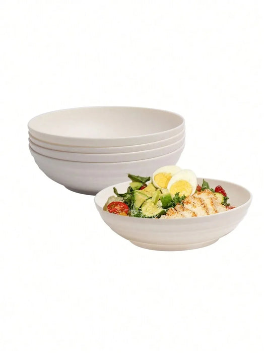 4 / 8 / 12 Piece Reusable Beige Plastic Bowls Microwave & Dishwasher Safe