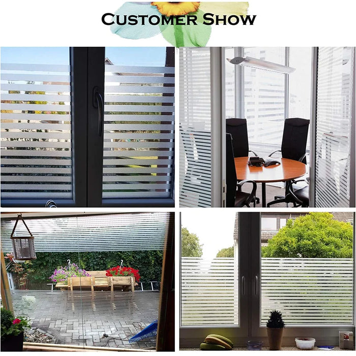 Striped Frosted Window Film - Privacy Sticker