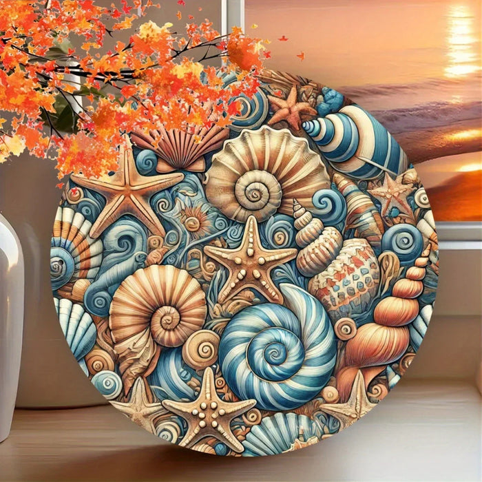 Coastal Iron Wall Art With Seashell Motifs 8-Inch Decor For Home Or Office