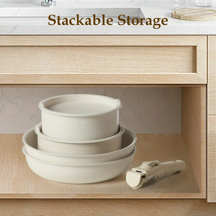 12 Piece Nonstick Induction Cookware Set With White Granite Finish