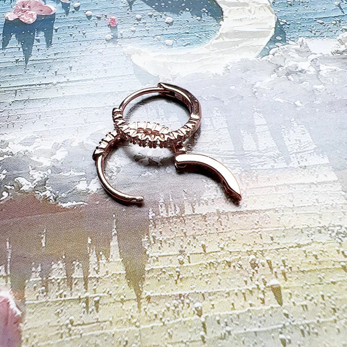 925 Sterling Silver Romantic Gift Rose Gold Hinged Hoop Earrings Fine Jewelry For Women French Setting Stones Europe