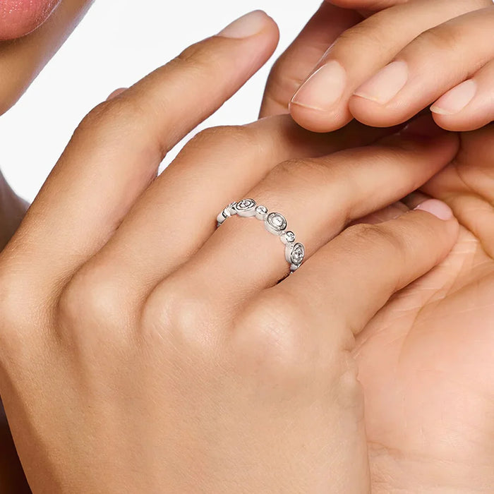 925 Sterling Silver Round White Stone Ring Fine Jewelry For Women Trend