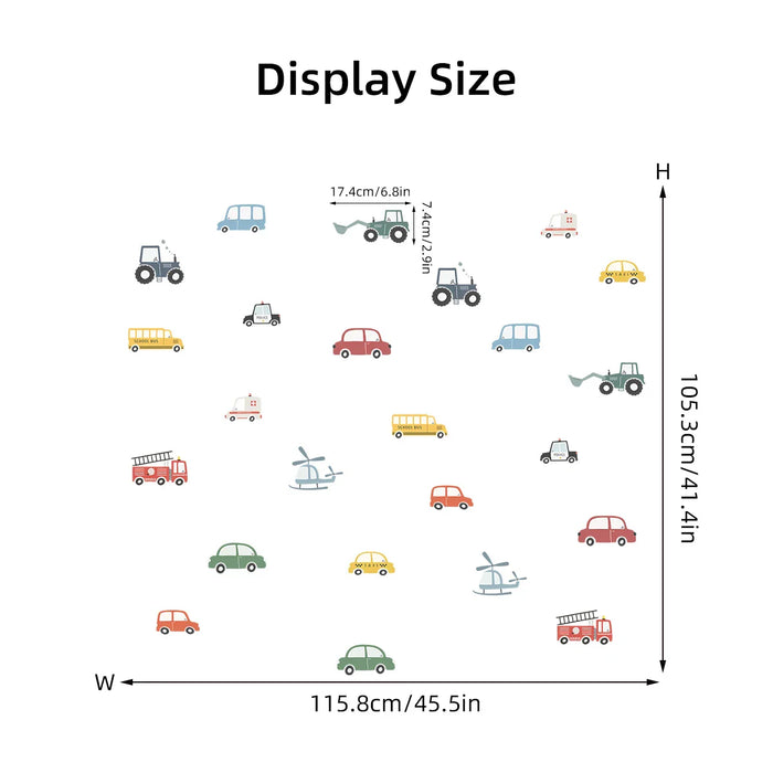 4Pc Cartoon Vehicle Wall Stickers For Kids Room Decor