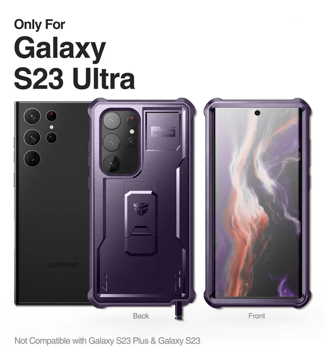 For Samsung Galaxy S23 Ultra Full Body Heavy Duty Military Grade Protection Case With Built-In Screen Protector And Kickstand