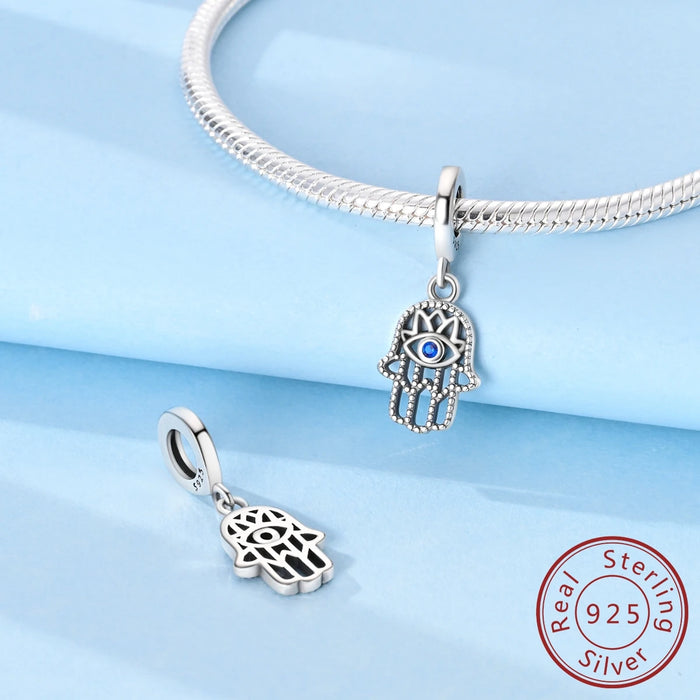 925 Sterling Silver Blue Dewdrop Eye Pendant Fits Jewelry Diy Gift For Women