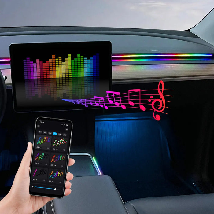 Usb Car Led Ambient Light 64 Colours 110Cm App Remote Control