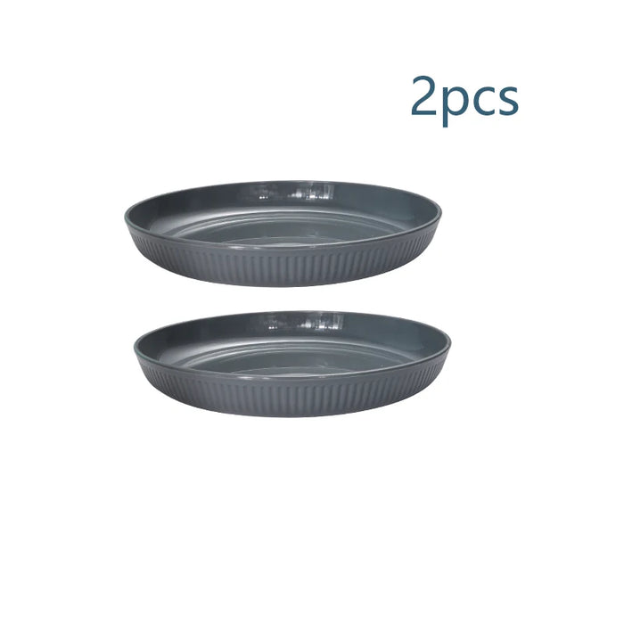 Reusable Grey Plastic Striped Plates Set Of 6 Perfect For Camping And Desserts