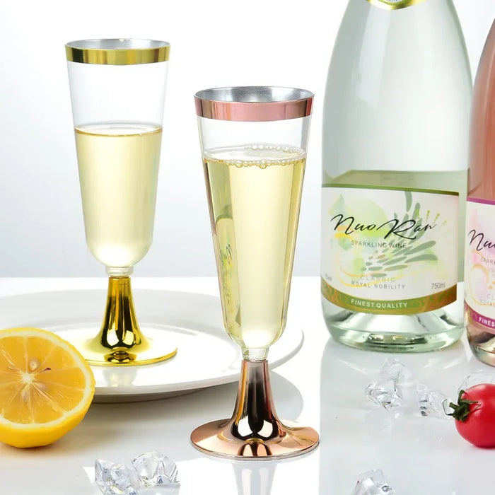 24 Piece Disposable Plastic Champagne Flutes For Weddings & Parties