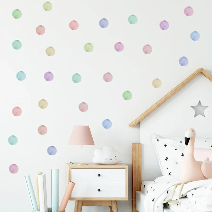 36 Watercolour Polka Dot Wall Stickers For Home Decor