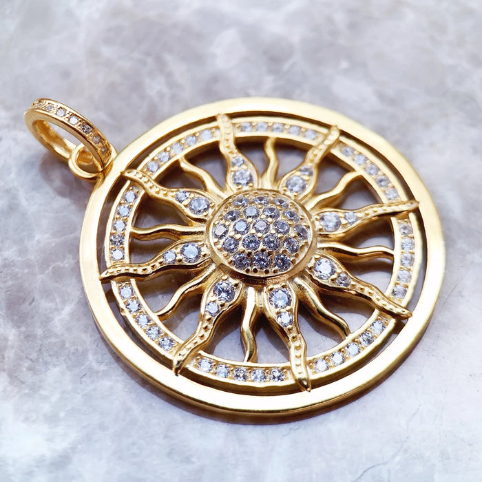925 Sterling Silver Sun Amulet Pendant Fashion Accessory For Men & Women
