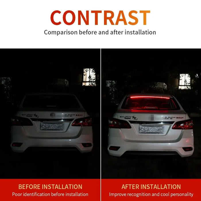 90Cm Red Led Car Brake Stop Light Strip Multi-Mode Rear Tail Warning Lamp For Universal Vehicles