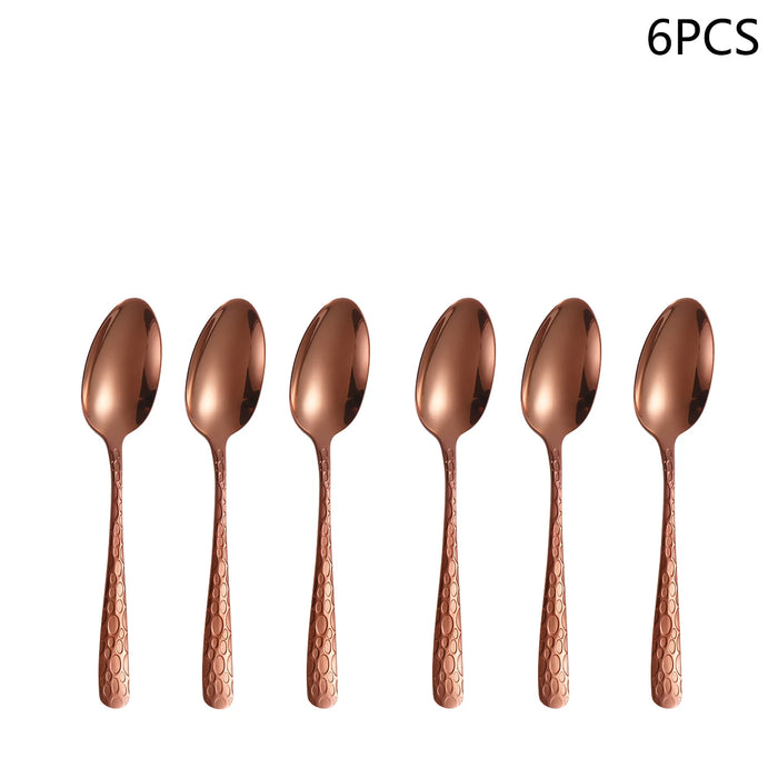 4 / 6 / 16 / 24 Piece Stainless Steel Rose Gold Tableware Set