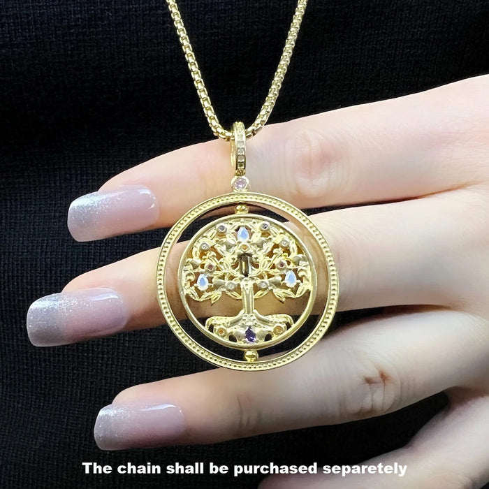 925 Sterling Silver Golden Tree Pendant Nature Gift For Women