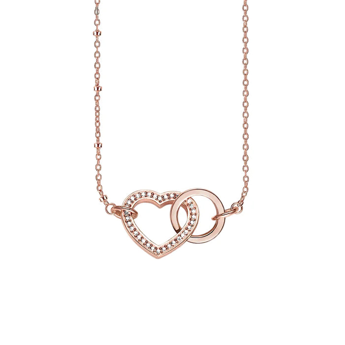925 Sterling Silver Forever Together Rose Gold Necklace Romantic Gift