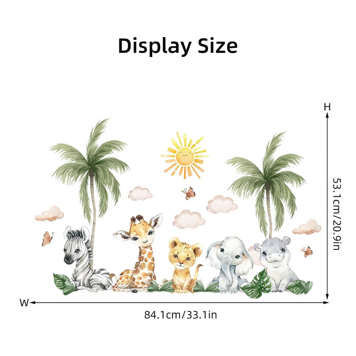 2 Piece Safari Animal Wall Decals For Kids Room Decor