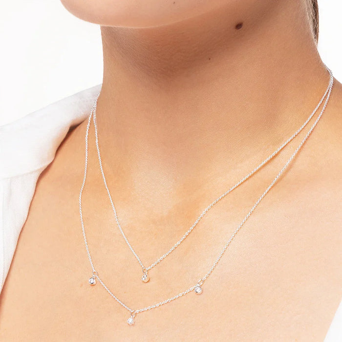 925 Sterling Silver Minimalist Double Chain Necklace Boho For Women