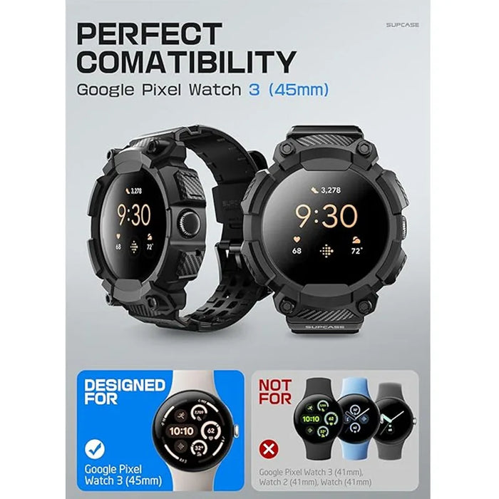 For Google Pixel Watch 3 45Mm Ub Pro Anti-Scratch Rugged Men Protective Watch Case With Adjustable Strap Band