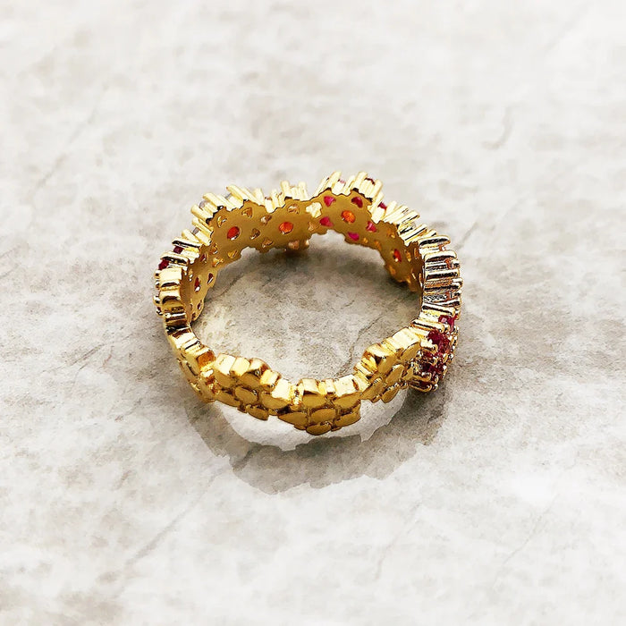 925 Sterling Silver Floral Stone Ring Romantic Gift