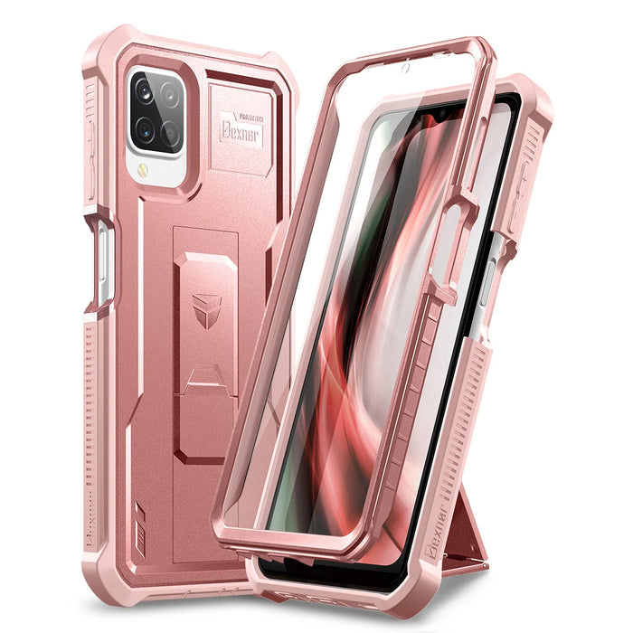 For Samsung Galaxy A12 4G Bumper Military Grade Armor Shockproof Kickstand Protective Case With Built-In Screen Protector