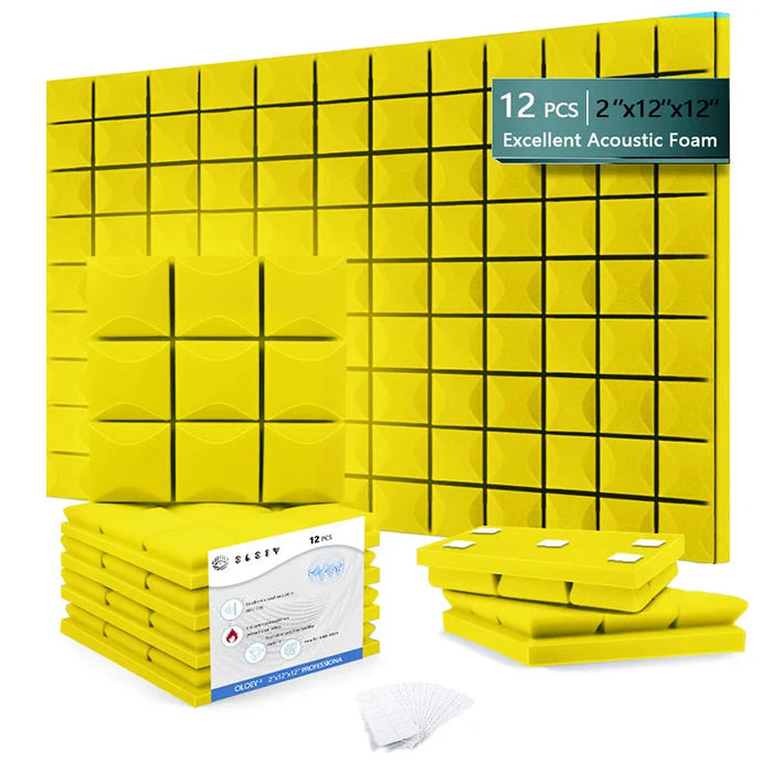 12 Pieces Acoustic Foam Panels For Studio Sound Insulation Noise Reduction Wedge Tiles