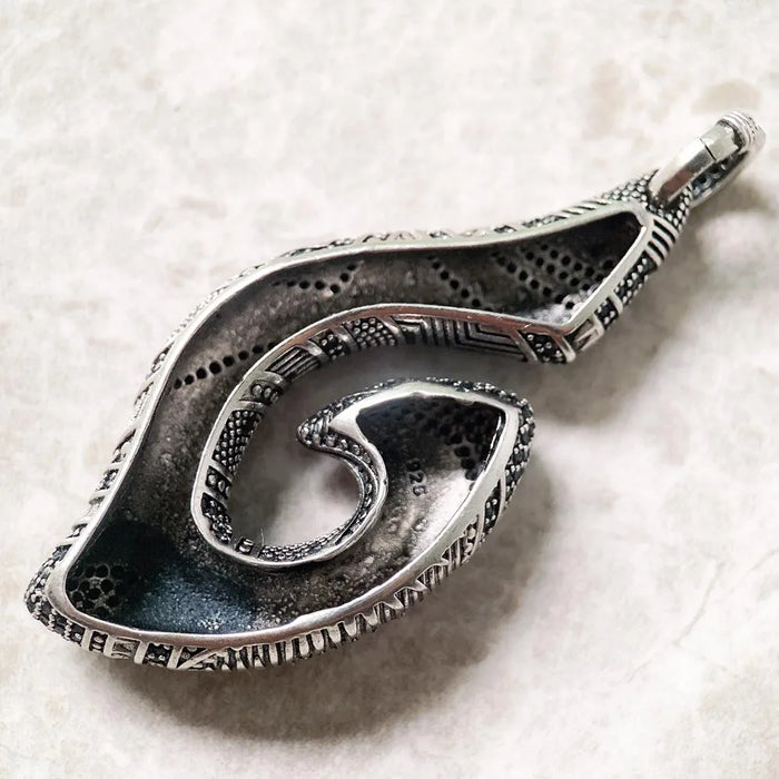 925 Sterling Silver Maori Style Pendant Hook Ethnic Fashion Jewelry For Men & Women