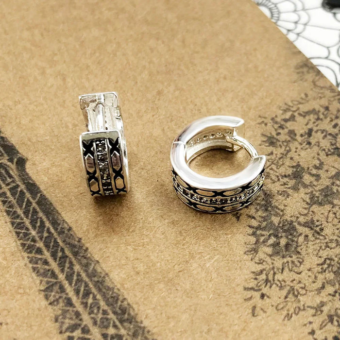 925 Sterling Silver Creole Hoop Earrings Ethnic Asian Ornaments Fine Jewelry For Women And Men