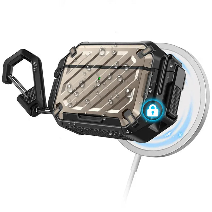 For Apple Airpods Pro 3 3Rd Gen Ub Mag Ip68 Waterproof Anti-Scratch Hard Shell Case With Lock & Carabiner