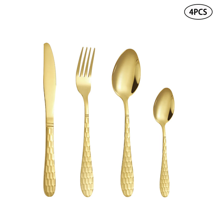 4 / 6 / 16 / 24 Piece Stainless Steel Gold Cutlery Set For Family & Restaurants