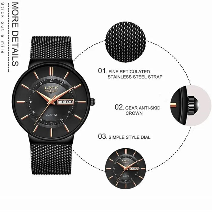 Ultra Thin Waterproof Mens Quartz Watch