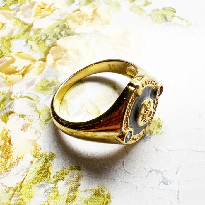 925 Sterling Silver Sun Signet Ring Autumn Boho Unisex Jewelry