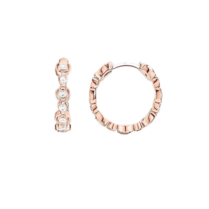 925 Sterling Silver Rose Gold Hinged Hoop Earrings Europe Style Glam Women