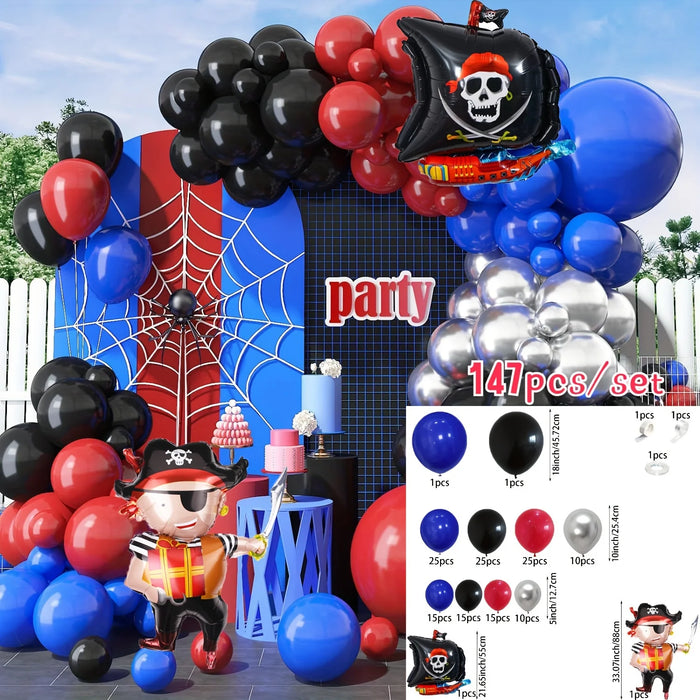 147Pcs Pirate Party Balloon Garland Set Suitable For Birthday Parties Baptisms Bachelorette Parties And Other Decorations