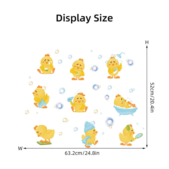 3 Piece Cute Duck Bath Bubble Wall Stickers For Kids Bathroom Decor