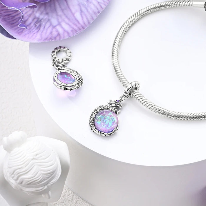 925 Sterling Silver Dragon Treasure Pendant Purple Series Fits Bracelet / Necklace Women Diy Gift
