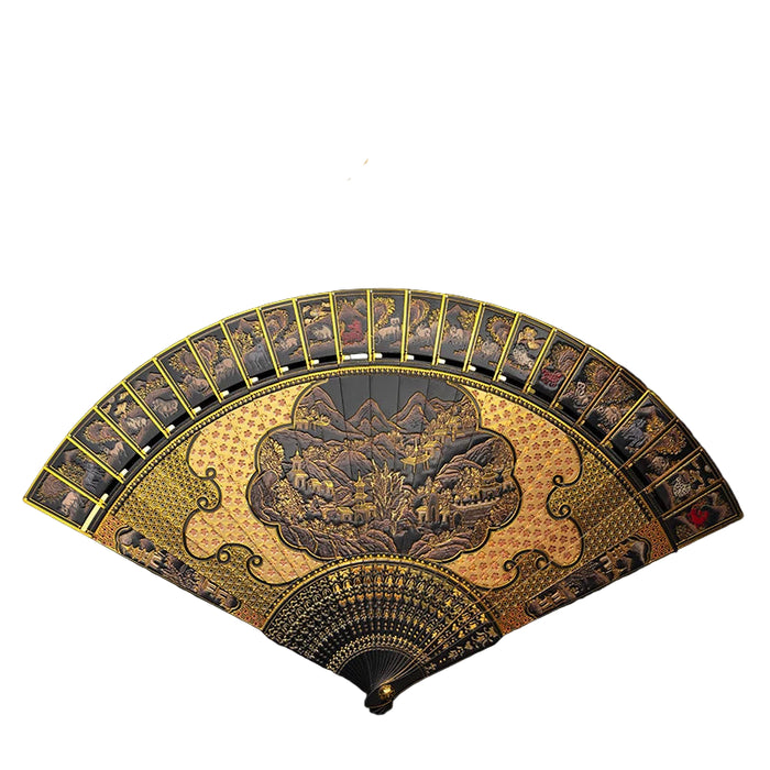 Gold Landscape Folding Fan 3D Metal Puzzle For Adults Summer Gift