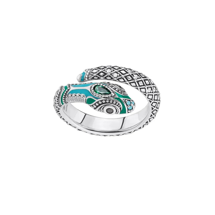 925 Sterling Silver Boho Mystic Snake Ring European Style For Women