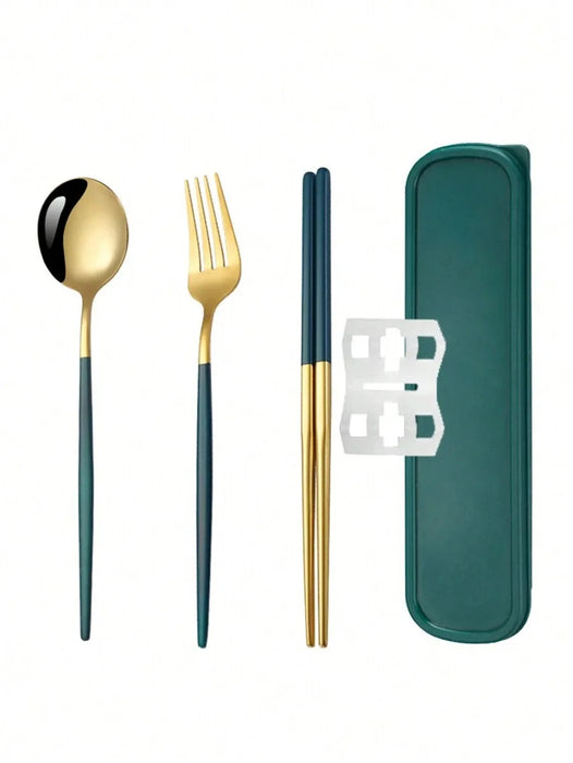 3 Piece Stainless Steel Cutlery Set With Storage Box Perfect For School Or Picnics