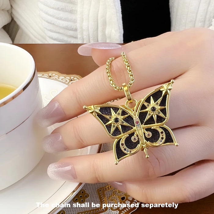 925 Sterling Silver Boho Star & Moon Butterfly Pendant Summer Gift For Her