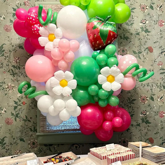 214Pcs Strawberry Party Decoration Balloon Garland Arch Set Suitable For Sweet Themed Event Scene And Birthday Party Supplies